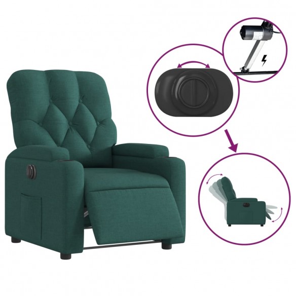 Fauteuil inclinable électrique Vert foncé Tissu