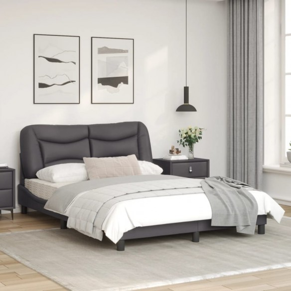 Cadre de lit avec tête de lit Gris 140x200 cm Similicuir