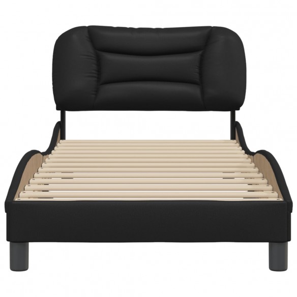 Cadre de lit avec tête de lit Noir 90x200 cm Similicuir