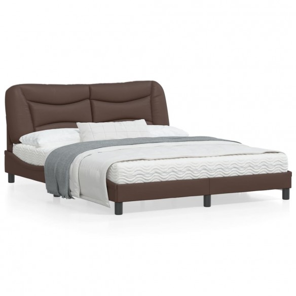 Cadre de lit avec tête de lit Marron 160x200 cm Similicuir