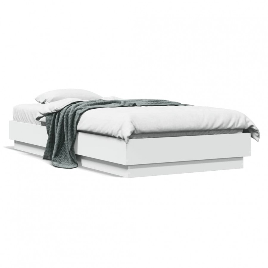 Cadre de lit avec lumières LED blanc 75x190 cm