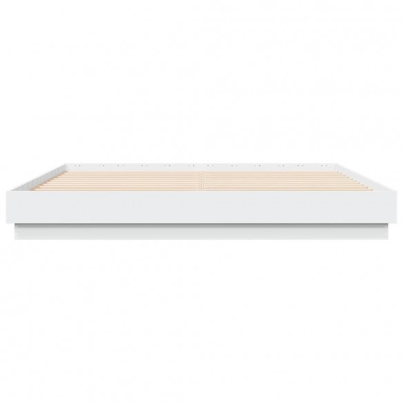 Cadre de lit avec lumières LED blanc 180x200 cm