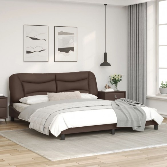 Cadre de lit avec tête de lit Marron 180x200 cm Similicuir