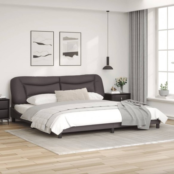 Cadre de lit avec tête de lit Gris 200x200 cm Similicuir