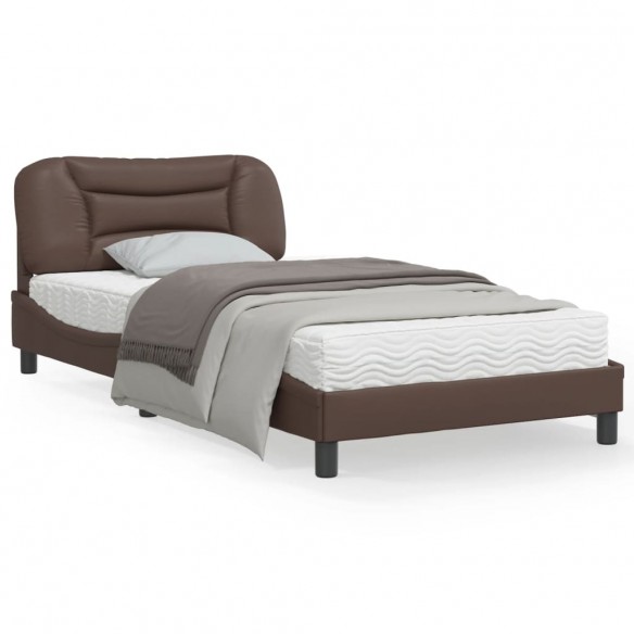 Cadre de lit avec tête de lit Marron 100x200 cm Similicuir