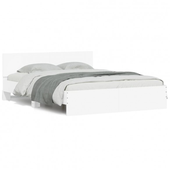 Cadre de lit avec tête de lit et LED blanc 160x200 cm