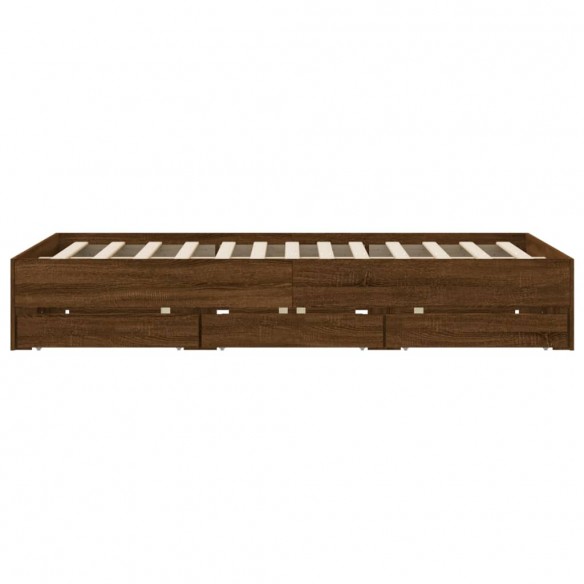 Cadre de lit et tiroirs chêne marron 140x200 cm bois ingénierie
