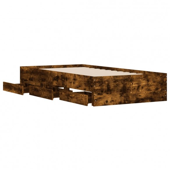 Cadre de lit et tiroirs chêne fumé 90x200 cm bois d'ingénierie