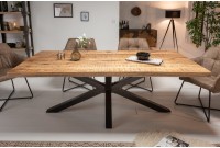 Table sale à manger 200 cm en bois massif et pied métal noir design