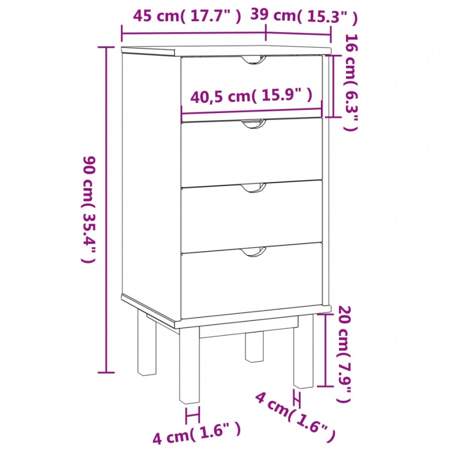 Commode OTTA 45x39x90 cm bois de pin massif