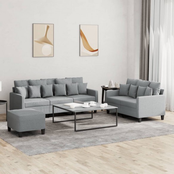 Ensemble de canapés 3 pcs avec coussins Gris clair Tissu