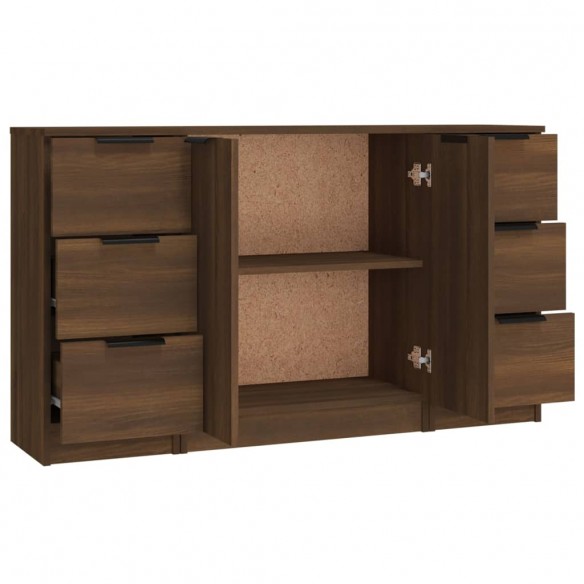 Buffets 3 pcs Chêne marron Bois d'ingénierie