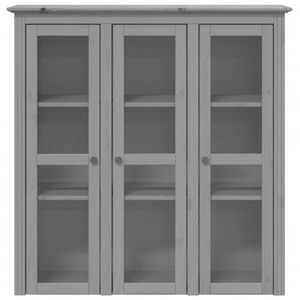 Armoire avec portes vitrées BODO gris bois de pin massif