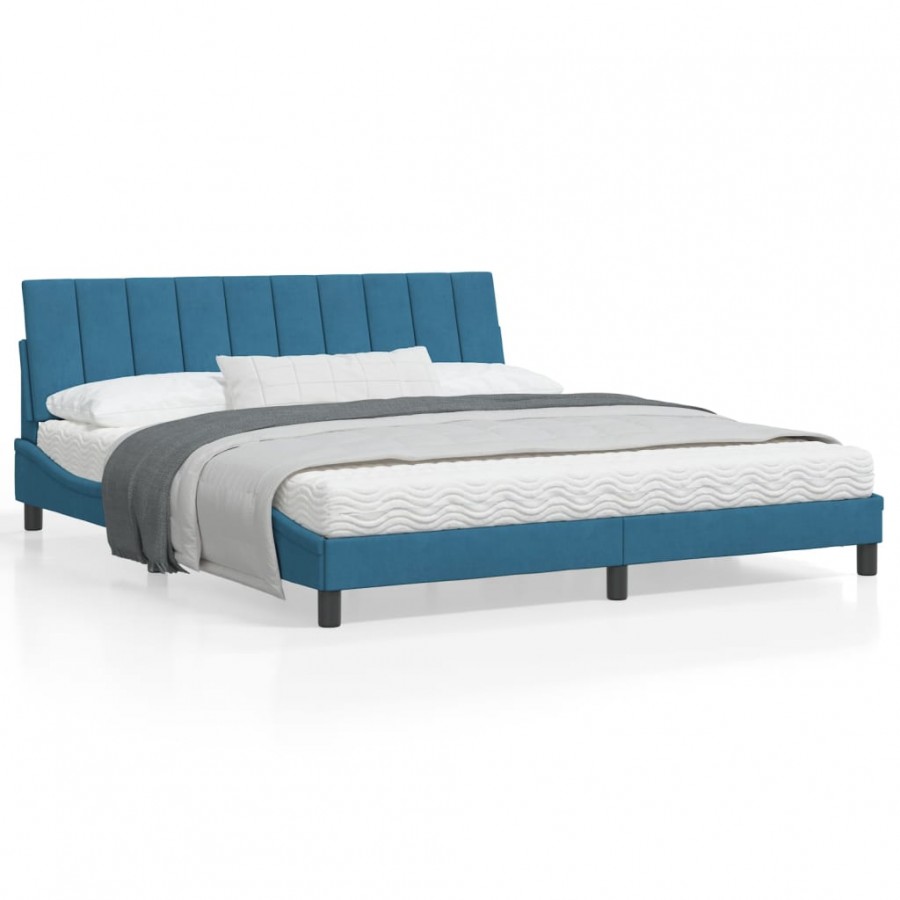 Cadre de lit avec tête de lit bleu...