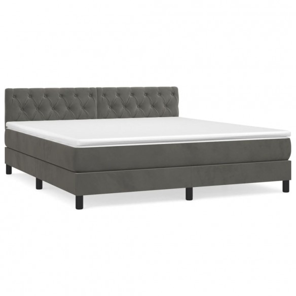 Cadre de lit et matelas Gris foncé 160x200cm Velours