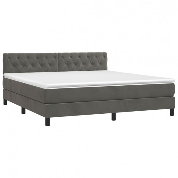 Cadre de lit et matelas Gris foncé 160x200cm Velours