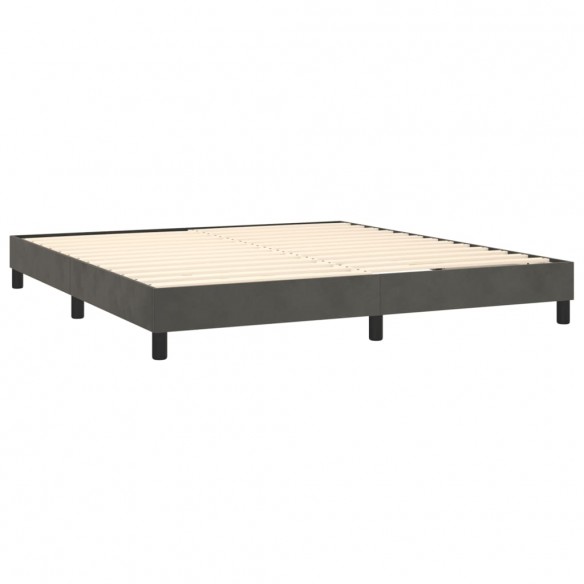 Cadre de lit et matelas Gris foncé 160x200cm Velours