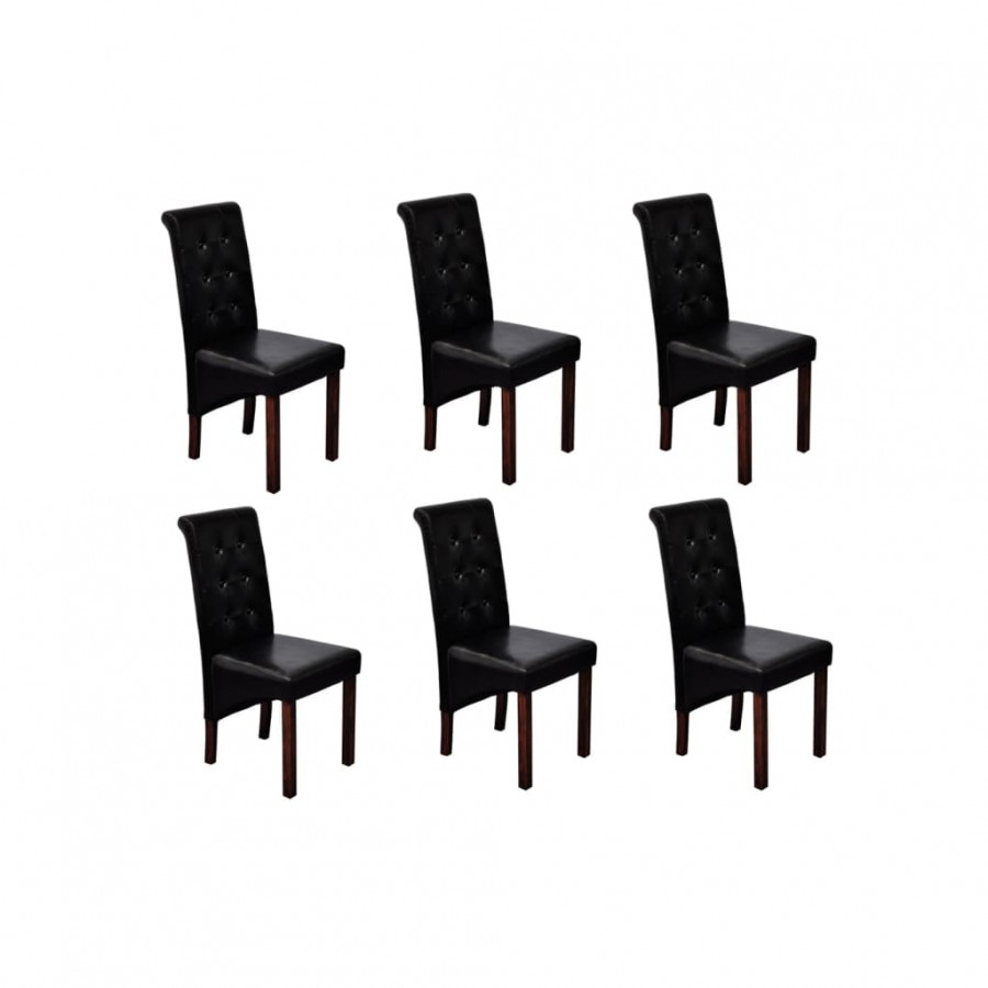 Chaises à manger lot de 6 noir similicuir