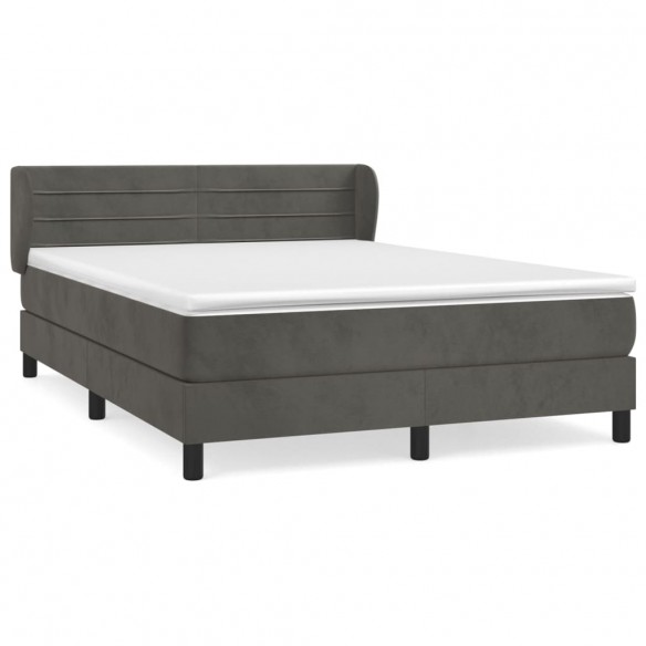 Cadre de lit et matelas Gris foncé 160x200cm Velours