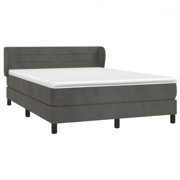 Cadre de lit et matelas Gris foncé 160x200cm Velours