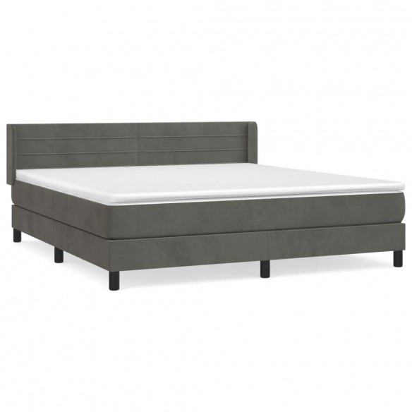 Cadre de lit et matelas Gris foncé 160x200cm Velours