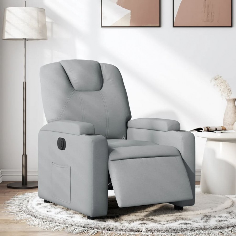 Fauteuil inclinable électrique Gris clair Tissu