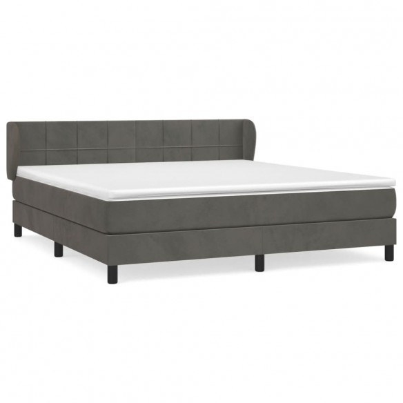 Cadre de lit et matelas Gris foncé 160x200cm Velours