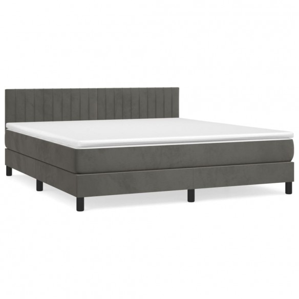 Cadre de lit et matelas Gris foncé 160x200cm Velours