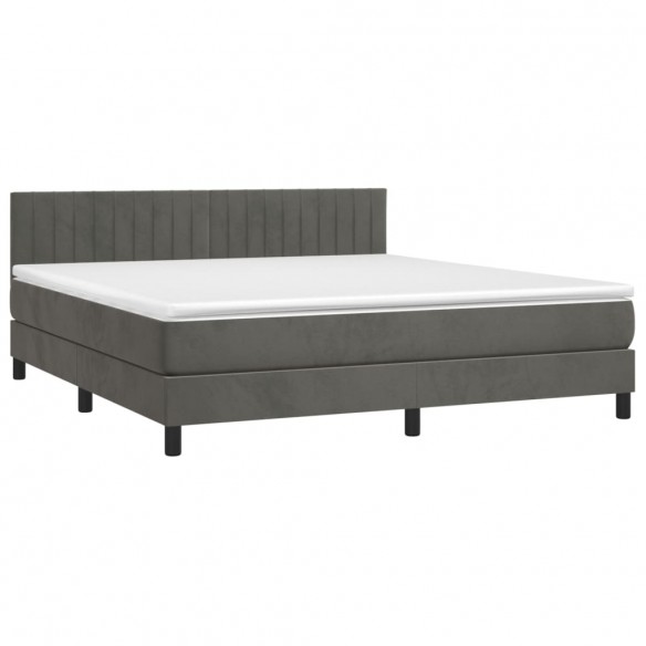 Cadre de lit et matelas Gris foncé 160x200cm Velours