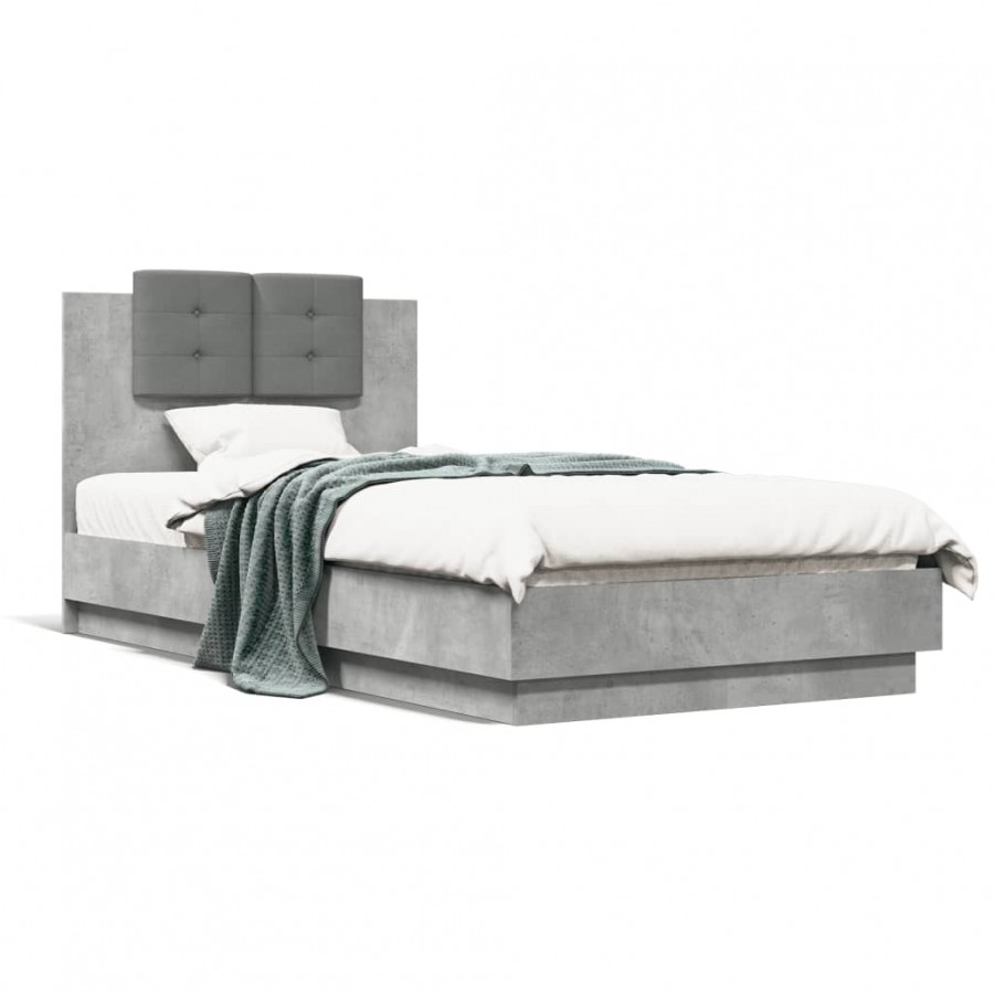 Cadre de lit tête de lit gris béton...