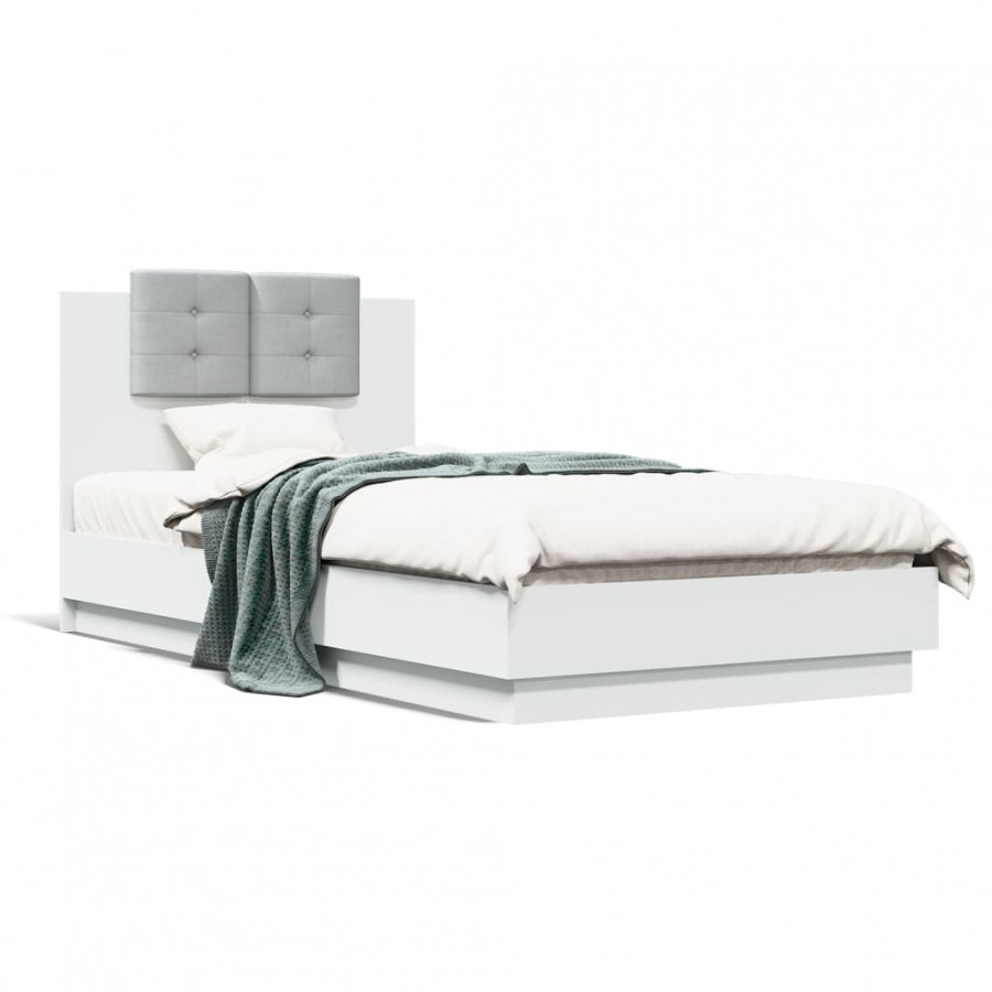 Cadre de lit avec tête de lit blanc...