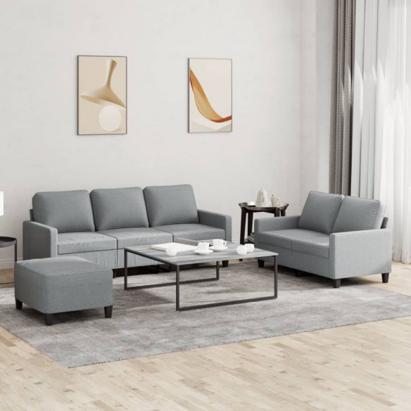 Ensemble de canapés 3 pcs avec coussins Gris clair Tissu