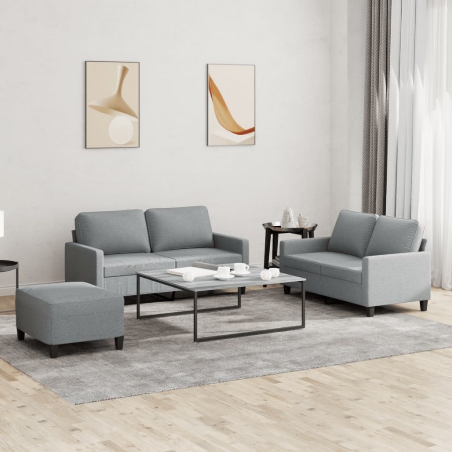 Ensemble de canapés 3 pcs avec coussins Gris clair Tissu