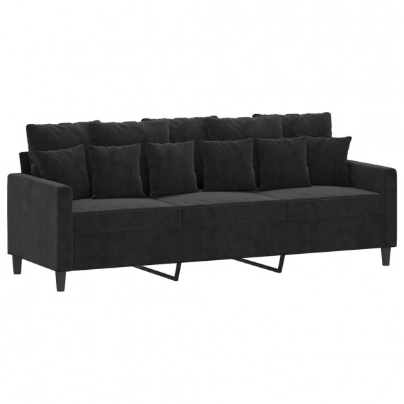 Ensemble de canapés 3 pcs avec coussins Noir Velours