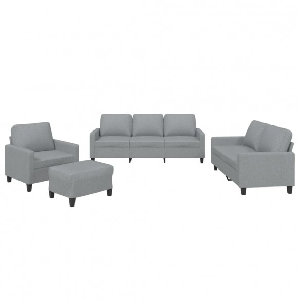 Ensemble de canapés 4 pcs avec coussins Gris clair Tissu