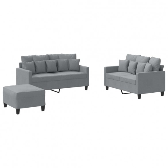 Ensemble de canapés 3 pcs avec coussins Gris clair Tissu