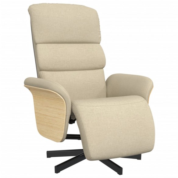 Fauteuil inclinable avec repose-pied crème tissu