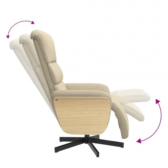 Fauteuil inclinable avec repose-pied crème tissu