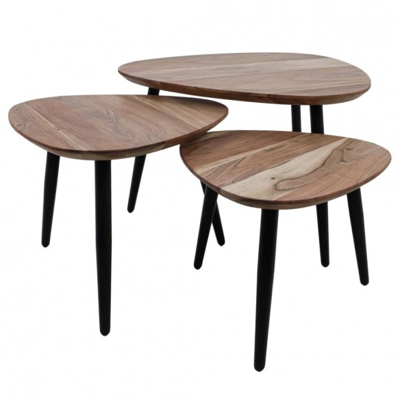 HSM Collection Ensemble de tables basses 3 pcs Acacia