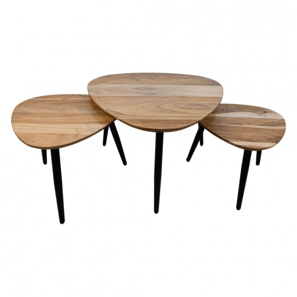 HSM Collection Ensemble de tables basses 3 pcs Acacia