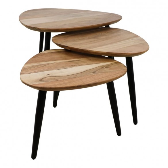 HSM Collection Ensemble de tables basses 3 pcs Acacia