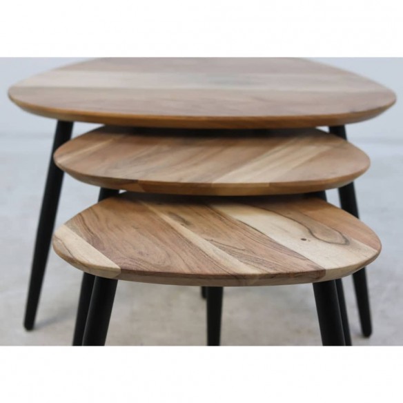 HSM Collection Ensemble de tables basses 3 pcs Acacia