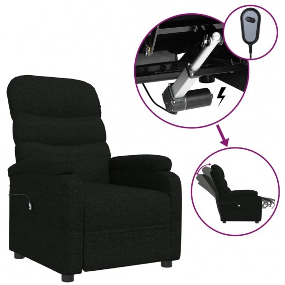 Fauteuil inclinable électrique Noir Tissu