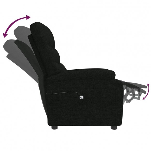 Fauteuil inclinable électrique Noir Tissu