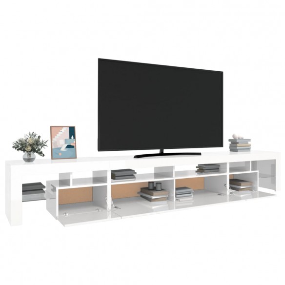 Meuble TV avec lumières LED Blanc brillant 260x36,5x40 cm