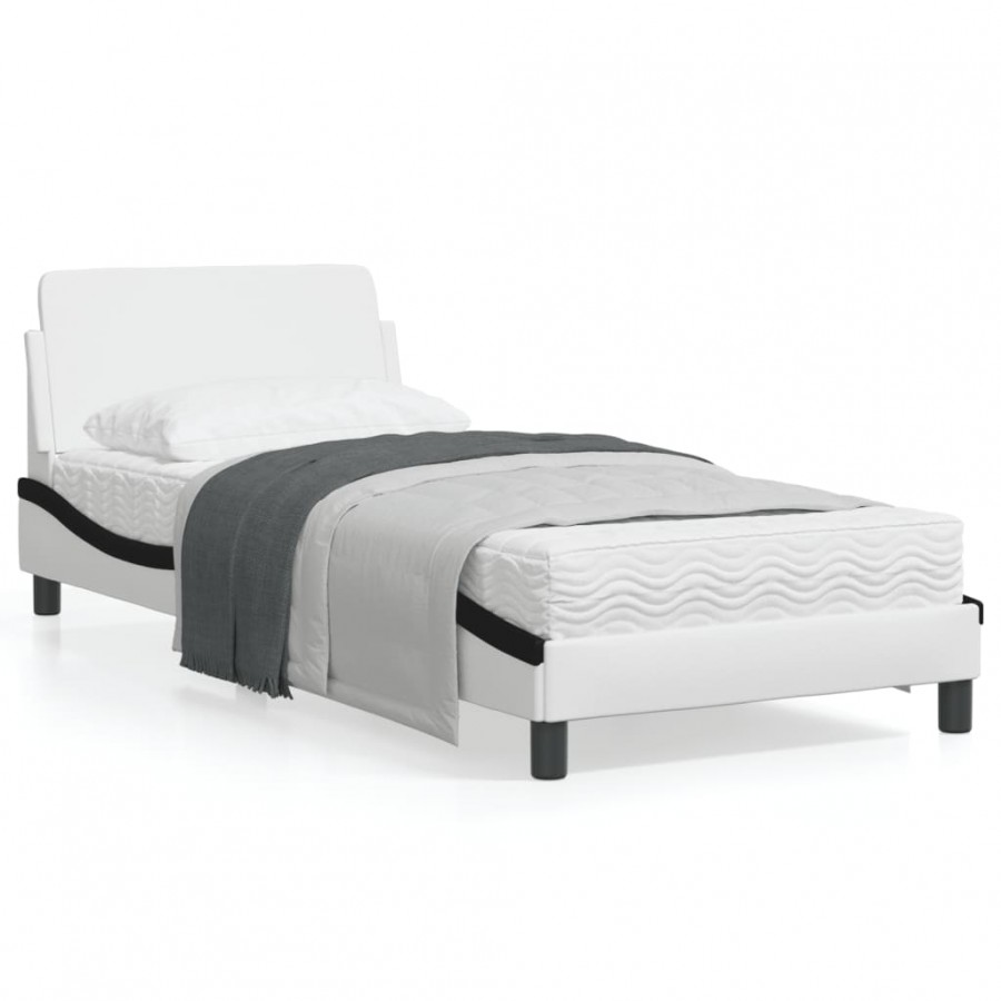 Cadre de lit avec tête de lit blanc...