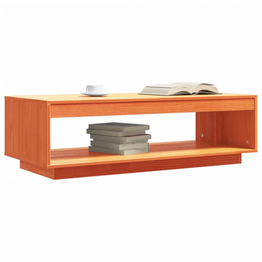 Table basse cire marron 110x50x33,5 cm bois massif de pin Table basse cire marron 110x50x33,5 cm bois massif de pin