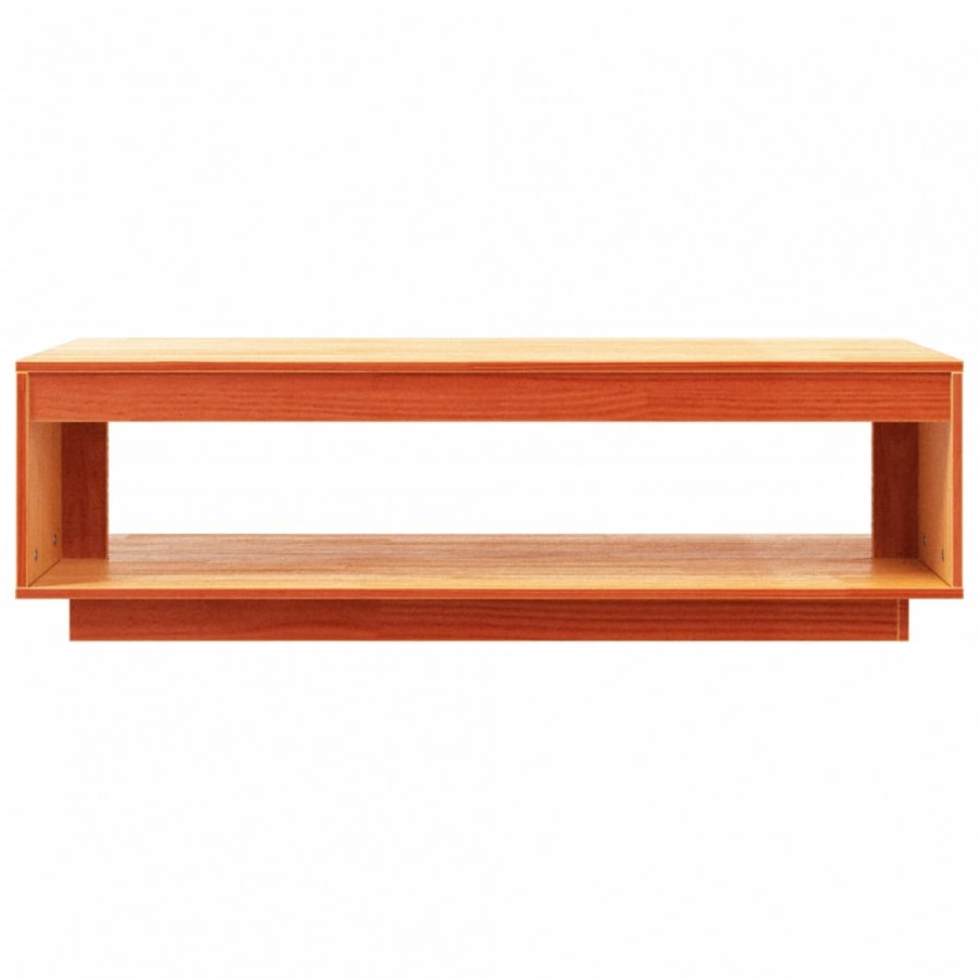 Table basse cire marron 110x50x33,5 cm bois massif de pin Table basse cire marron 110x50x33,5 cm bois massif de pin