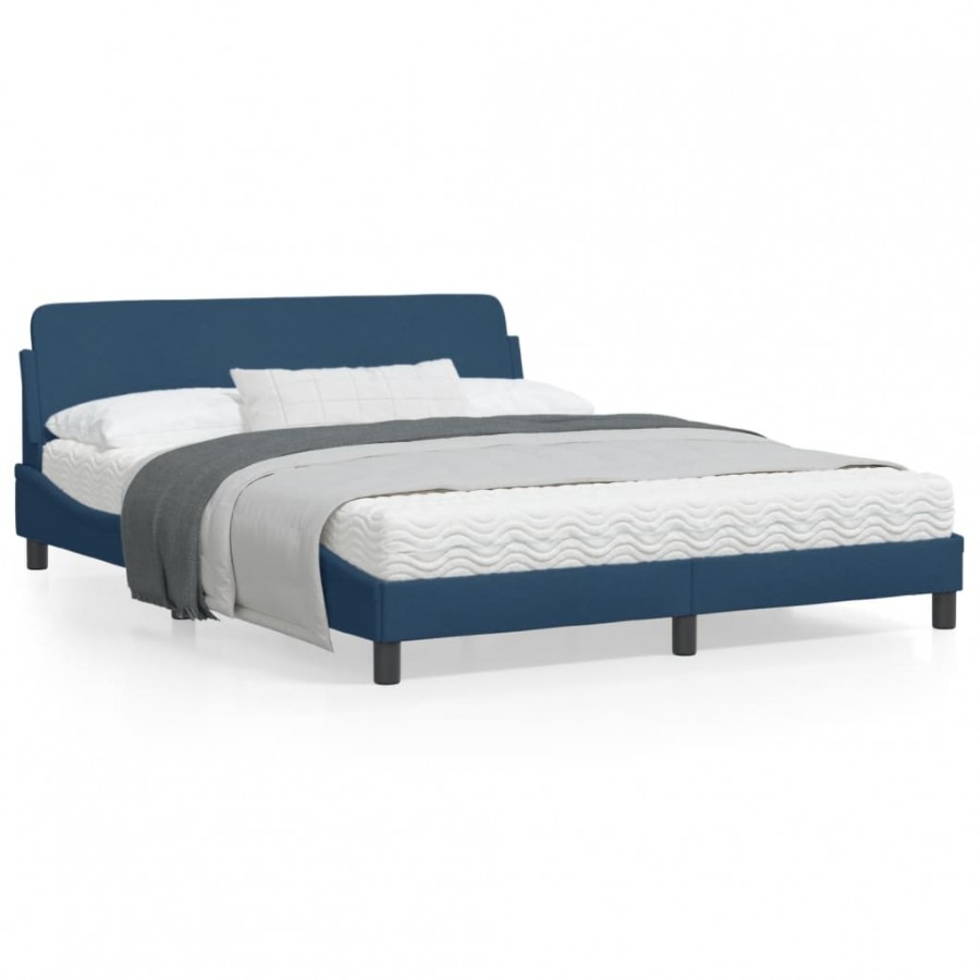 Cadre de lit avec tête de lit Bleu...