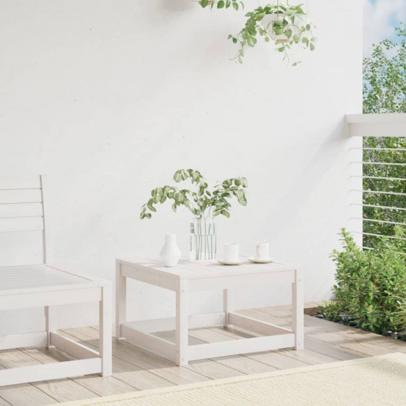 Repose-pied de jardin blanc bois de pin massif